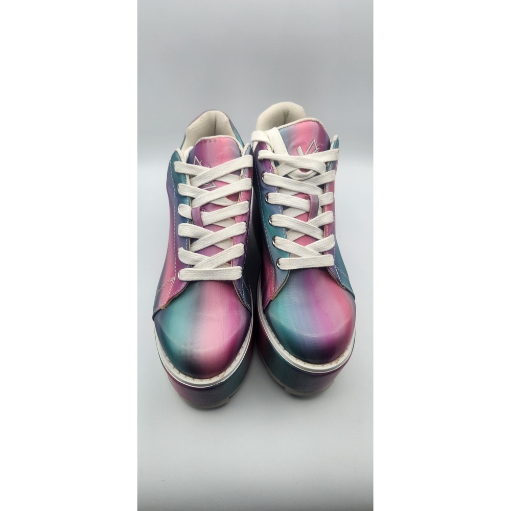 YRU Alien Platform Sneakers Iridescent Rainbow Rave Festival Shoes Women's Sz 9